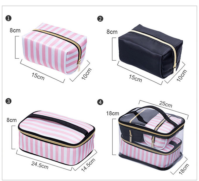 Clear PVC 4 Pieces Waterproof Travel Organizer Toiletry Bag Set