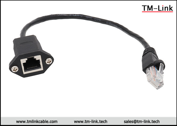Panel mount shielded CAT5e RJ45 male to female extension Network Patch Cable
