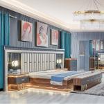 High Quality Modern Wooden King Size Double Bed Set Leather Headboard Wood