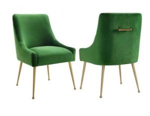 China Restaurant Wedding Dining Chairs Emerald Green Velvet Fabric Metal Designer factory