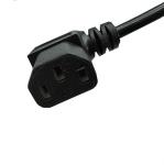 UL 3 Pin Extension Power Cord 7A 10A 125V JET Connector Black US Cable