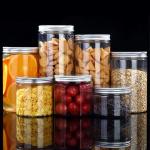 Custom 16oz 32oz 500ml 1000ml Clear Wide Mouth PET Jar With Aluminum Lid