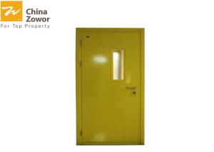 China Yellow Powder Coated Gal. Steel 45 mm FD60 Fire Door With 24 mm Anti-fire Glass factory