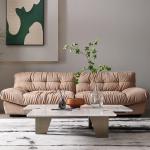 Living Room Stainless Steel Central Table With Brushed Gold Marble Top Metal