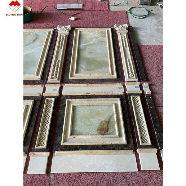 Big Slab Emperador Marble Wall Panel Design Carved Column for Cream Beige Marble Slab