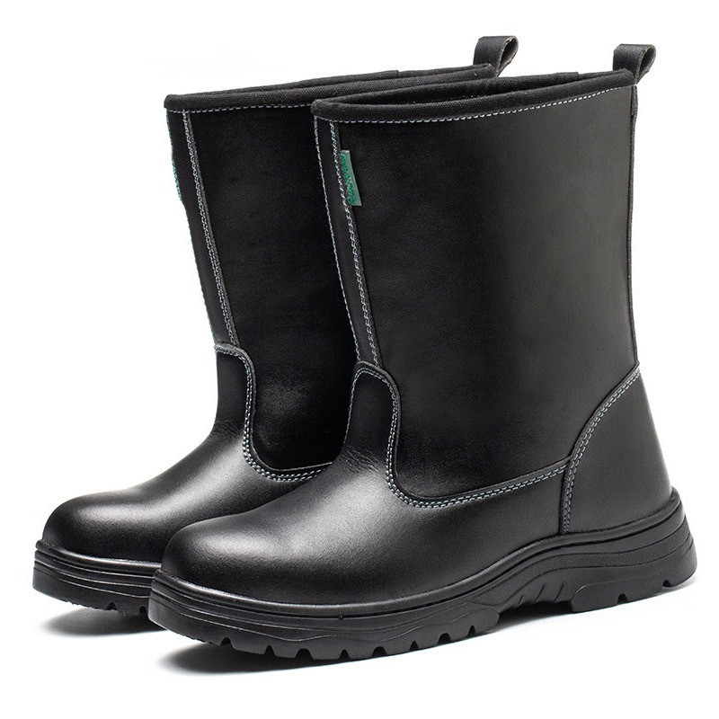 Anti-smashing Anti-stabbing Warm Black High-top Labor Protection Boots Welding Enclosed Work Shoes