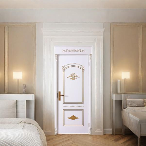 Painting WPC Door For Israel Interior With Solid Core White Wooden Timber And