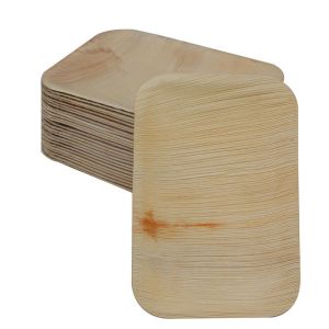 China 9x6 Compostable Palm Leaf Disposable Plates , Rectangle Biodegradable Leaf Plates on sale