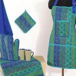 Ladies Apron, Adult Apron, Blue Kitchen Apron, Full Cooking Apron, Kitchen Apron