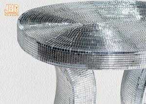 China Oval Top Silver Mirror Mosaic Glass Table / Pedestal factory