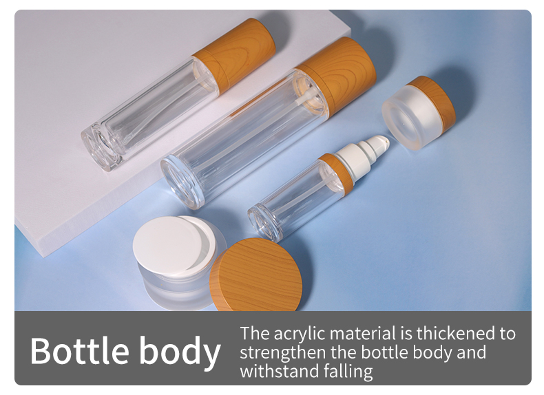 Cosmetic Acrylic Bottles 30ml 50ml 100ml 120ml Luxury Empty Perfume Bottles With Wood Cover