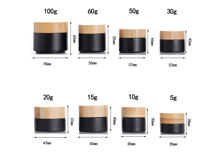 15g 20g 30ml 50g 100ml Clear Black Amber Green Cosmetic Body Butter Cream Glass Jar With Bamboo Lid