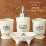 Round 4 Piece Ceramic Bathroom Set White Glazed For Home Hotel