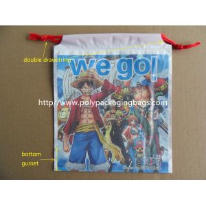 Custom Printed Drawstring Plastic Bags / Double Drawstring Bag OEM