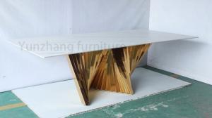 China 6 Seats Luxury Modern Dining Tables With Tempered Glass Steel Legs For 8 People factory