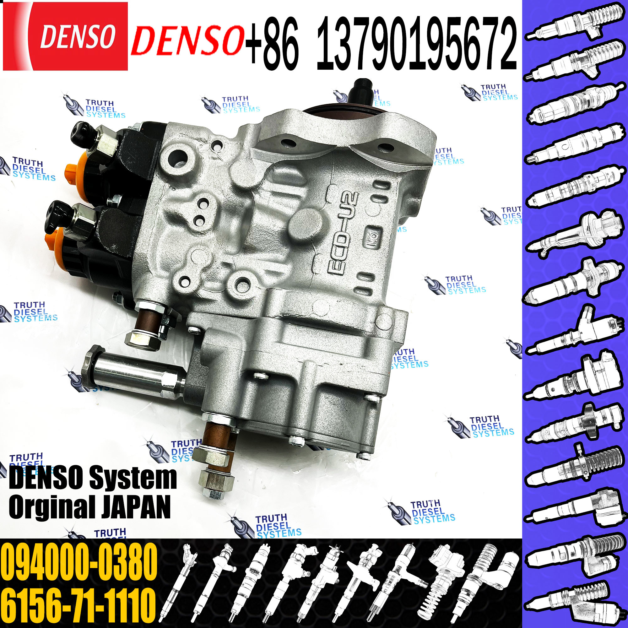 HP0 Pump 6156-71-1112 Diesel Fuel Injection Pump 094000-0380 for Komatsu SAA6D125E-3