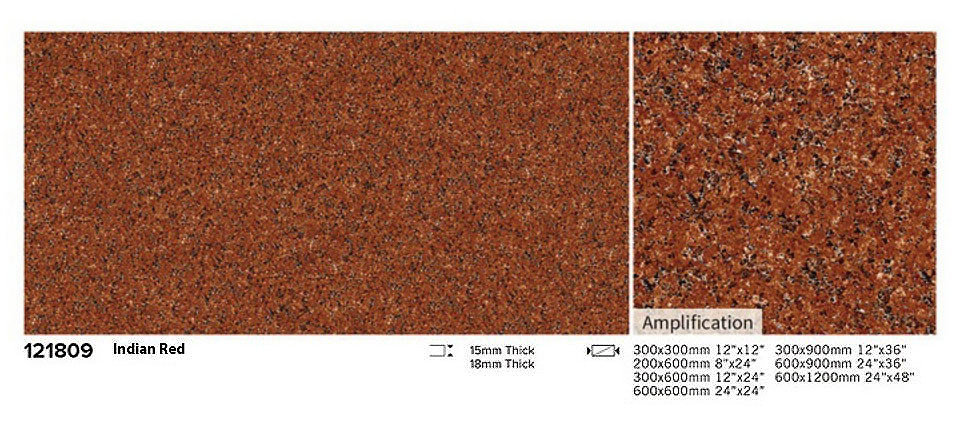 Scratch-Resistant 600x900x18cm Acid-Resistance Red Floor Paving Tile For Restaurant