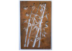 China Corten Steel Metal Wall Sculpture Bamboo Pattern For Commercial Receptions factory