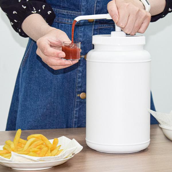 China Round 3000ml Container Condiment Pump Dispenser For Chocolate Ketchup Sauce factory