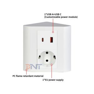 Portable Tabletop EU Socket for Office & Home IP44 with USB A+C Output Ports for