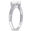 Oval Opal and CZ Accent Vintage-Style Ring in 10K White Gold