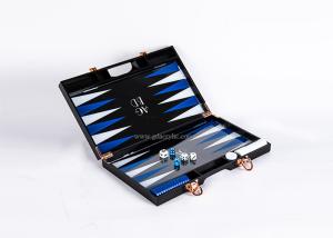 China With Logo printing Blue Red White Triangle color Luxury Black Acrylic Lucite Backgammon Sets factory
