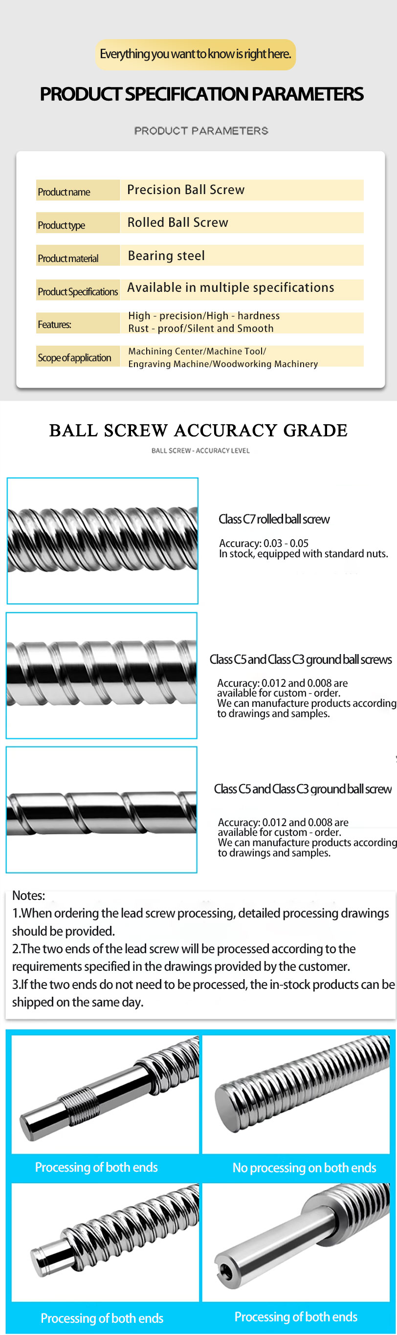 S55C Linear Ball Screw Customized Aerospace Ball Screw High Precision
