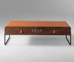 Italian Modern Style Fancy Leather Metal Legs Coffee Table