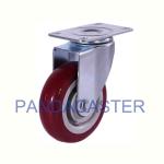 Red PVC Tread Wheel Zinc Plated Casters , 100mm Swivel Castor Wheels