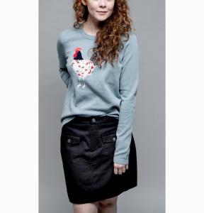 China WOMEN'S 100% COTTON FINE GAUGE APPLIQUE ROOSTER EMBROIDERY KNITTED SWEATER ( PULLOVER ) factory