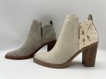 Abs heel with TPR outsole，soft crack suede leather and metallic hair leather