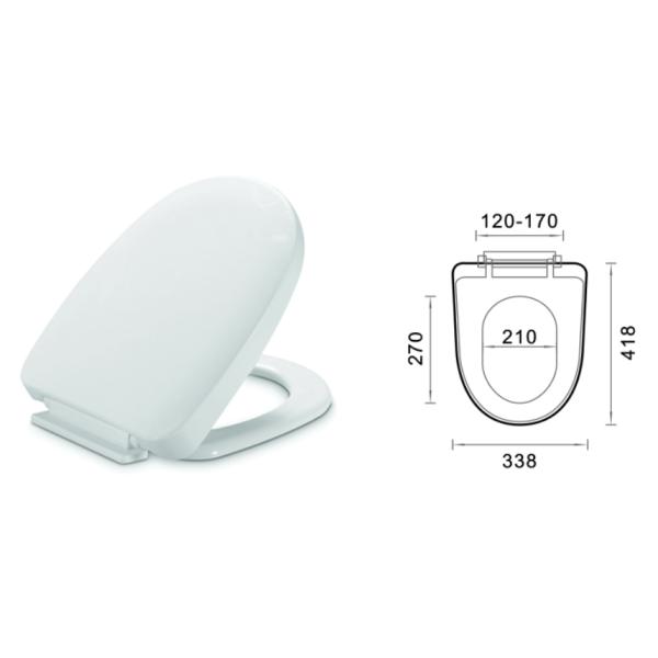 White Plastic Soft Close D Shape Toilet Seat Sustainable And Comfortable For Bathroom