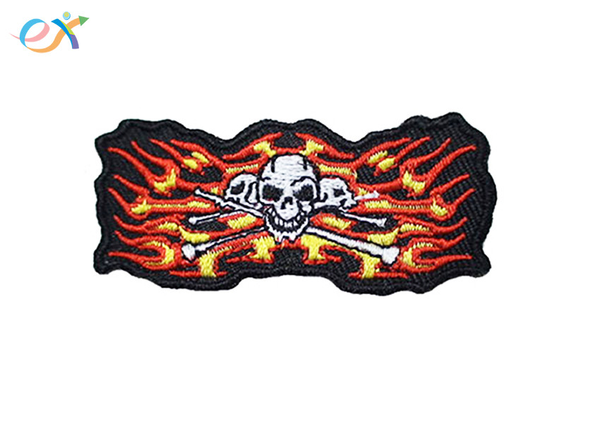 China Punisher Skull Irregular Custom Motorcycle Patches With Merrow Edge factory