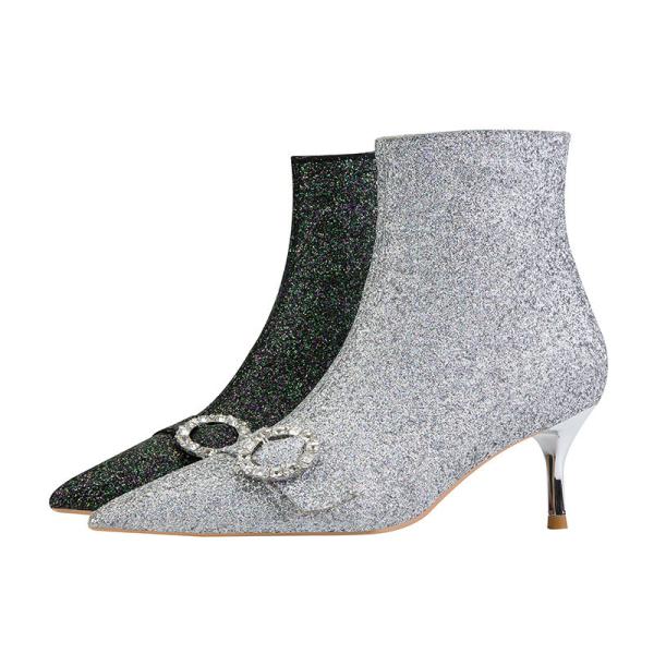 188-3 Korean Fashion Banquet Short Boots Are Thin Sexy Pointed Stiletto High
