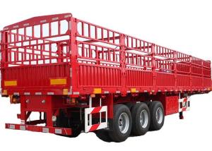 China Red 600mm Animal Transport Trailer 12R22.5 Triple Axle Semi factory
