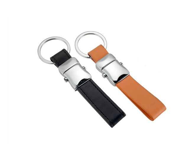 Laser Engraving Mini Key Holder Souvenir Personalised Leather Keyring 9mm Thickness