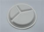 3 Compartment Round Disposable Dishes Biodegradable Sugarcane Bagasse 9inch