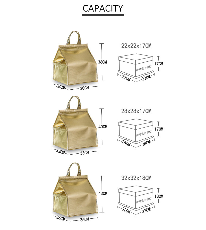 Insulated L28cm Picnic Food Bag for Outdoor Lunch