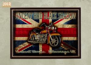 China Wood Wall Signs Antique Wooden Wall Plaques Decorative Motorcycle Pub Sign Red Color factory