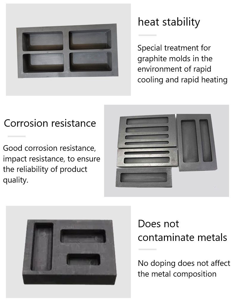 Custom Graphite Mould Gold Silver Copper Casting Ingot Mould with Bulk Density of 1.62-1.98g/cm3