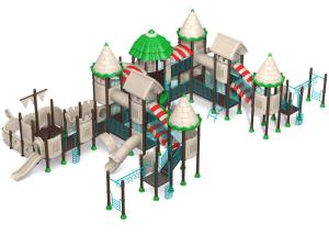 China Fully Functional Kids Outdoor Playground Equipment With Slides Broad Scale factory
