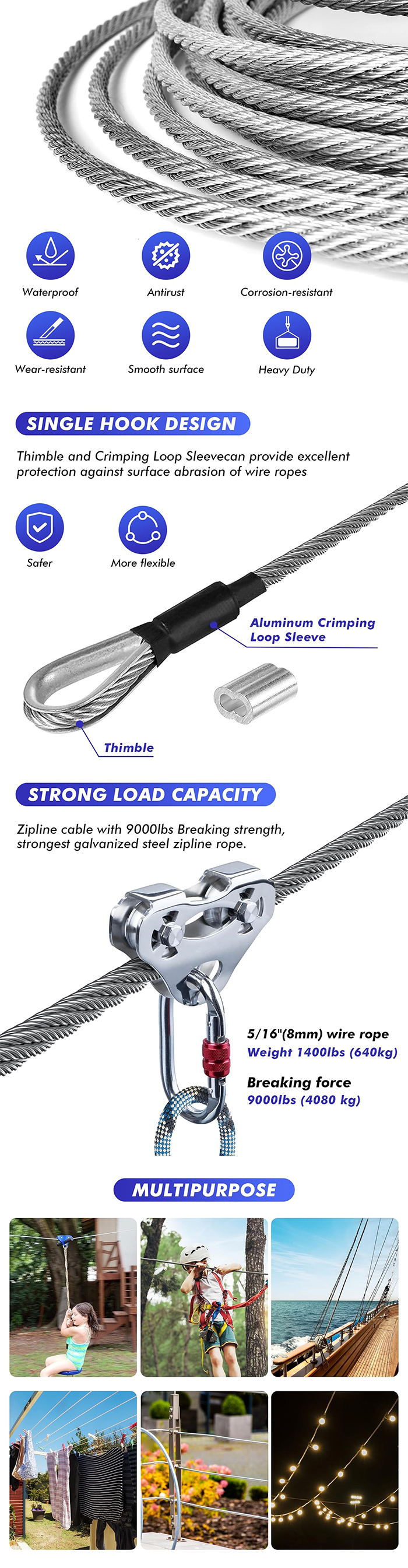 304/316 7X7 Stainless Steel Wire Cable Used In Galvanized Aircraft Cable With Tolerance ±1% And OEM