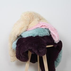 China Polyester Brushed Fake Fur Throws Long Pile / Pv Fleece Knitted Blanket Candy Color factory
