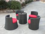 Outdoor Garden Half Round Black Cane Bullet Sofa , Waterproof