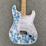 High Quality blue and white porcelain electric guitar white guitar birthday