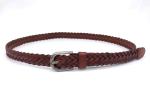 Women Leather 2.5cm Skinny Waist Belts Full Grain Braided