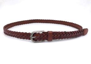 China Women Leather 2.5cm Skinny Waist Belts Full Grain Braided factory