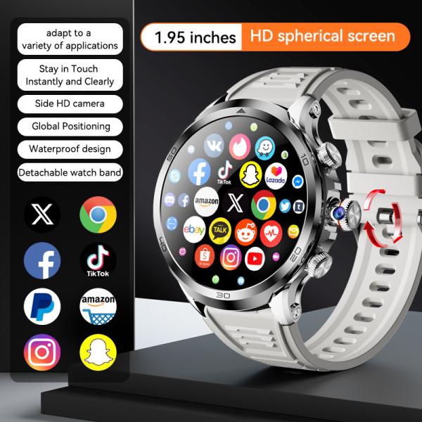 H19 Sim Card Smart Watch 4G Android / Rotating Camera Smart Watch 1.95 Inch