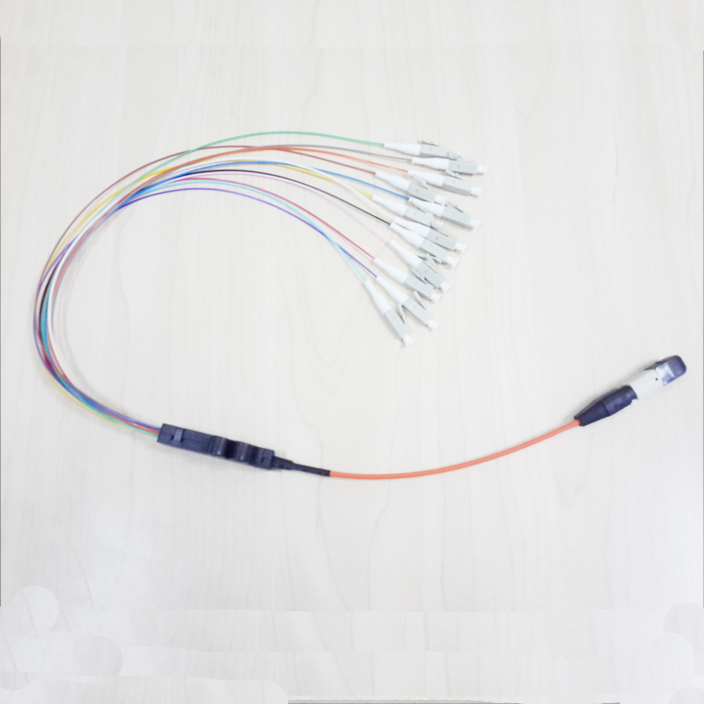 MPO-12 To SC LC Break Out Pigtail Patch Cord Fiber Optic FanOut Cable