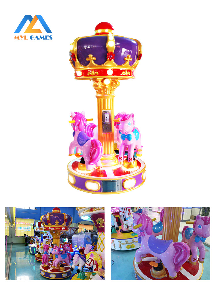 Kiddie Ride Coin Operated Merry Go Round 3 Players For Children Shopping Malls